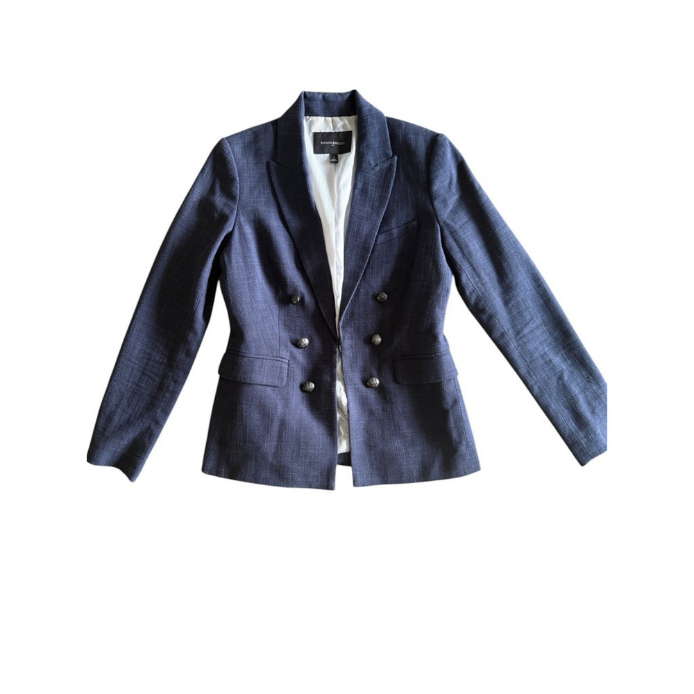 Banana Republic Blue Cotton Woven Blazer Spring Tailored Jacket Size 4